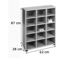 Mobeduc 600603/15HP21 - Mueble zapatero infantil con 15 huecos, madera, color haya y verde oscuro, 62 x 28 x 87 cm