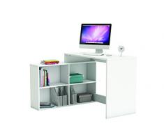 Demeyere 254460 Corner - Escritorio para esquina (120 x 77 x 101 cm, 4 baldas), color blanco perla