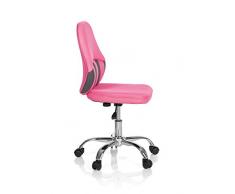 hjh OFFICE 670650 silla para niños KIDDY STRIPE tejido gris/rosa, altura ajustable, respaldo multicolor, base de acero cromado, muy estable, cómoda, fácil de limpiar, resistente, fácil montaje