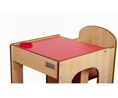 Little Helper FunStation Original juego de mesa y silla para niños pequeños con bolígrafo/cepillo Pot (arce/Natural/Rojo acabado)