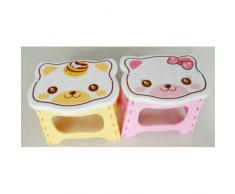 Dcolor Taburete Plegable Firme Diseno de Gato para Nino - Rosa