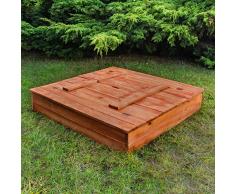 Kagu Arenero Para Niños Cajón De Arena De Madera De Abeto 2 Bancos 113 x 105 Peso 20 kg, Farbe:Brown