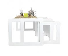 3 en 1 nido multifuncional de 3 mesas de café para adultos o 1 mesa o banco y 2 sillas para los niños de madera de haya manchada blanco