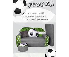 Fortisline W319_03 - Sofá infantil plegable (con taburete), diseño de fútbol