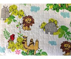Colcha bouti infantil microfibra estampada modelo Safari - cama 90 - medida 180x270 - con funda de almohada incluida