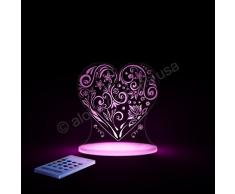 Aloka SleepyLight-Lámpara nocturna en forma de corazón con mando a distancia, para niños
