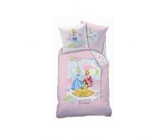 CTI 041817 - Juego de cama (funda de edredón y una funda de almohada, 30 x 21 x 4 cm), diseño de princesas Disney, algodón, color rosa