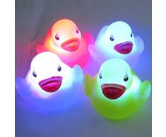 YAKO CupeBaby 4pc cambio LED impermeable pato bebé Unisex niños niños baño Ambiance lámpara nocturna