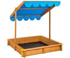 TecTake Arenero con techo regulable cajón de arena jardín juego para niños madera azul