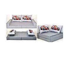 Sofá cama mueble para niño infantil Collage 3 en 1 (gris fórmula 1 A22)
