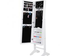 Songmics Armario de pie con espejo para joyas, joyero de madera de pie, color blanco 153cm JBC77W