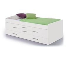 CAMA COMPACTA BLANCA CON CAJONES MOD. IPLASH