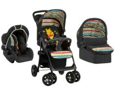 Hauck Shopper Trio Set - Carrito con capazo y grupo 0+, diseño Pooh Tidy Time, color negro/rayas coloridas