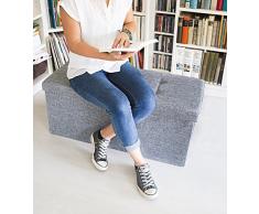 Relaxdays - Banco plegable con espacio de almacenamiento hecho de lino con medidas 38 x 76 x 38 cm capacidad de 85 L asiento baúl, color gris