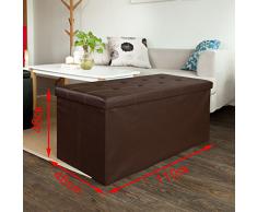 XL SoBuy 110x48x48cm, caja taburete, banco, puff arcón, puff caja, cesto para ropa, marrón, FSS27-EL-KA