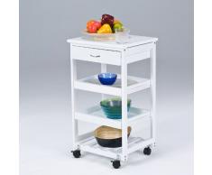 SoBuy® Carrito de servir, carrito de cocina, carrito con cajón, FKW01-W(blanco), L42 x P36 x A75cm