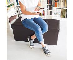 Relaxdays - Banco plegable con espacio de almacenamiento hecho de cuero sintético con medidas 38 x 78 x 38 cm capacidad de 85 L asiento baúl, color marrón