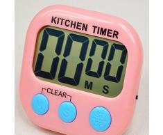 Revesun cocina módulo de temporizador de cocina digital con pantalla LCD de gran tamaño y botones, Loud Alarma, cordón, fuerte base magnética y soporte plegable, soporta contar hasta y cuenta atrás (color blanco)