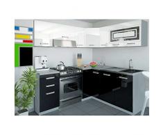 JUSThome Lidja L-Cocina completa 190x170 cm Color: Negro / Blanco Brillante
