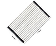 Enrollable rack de secado estante plegable de más de fregadero de acero inoxidable "(L) x10.2 de 17,7 Negro (W)