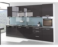 Cocina completa lacado brillante 3 M20 Tara gris con columna horno y plan de trabajo
