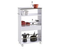 hot-stock - Carro auxiliar de cocina con ruedas (madera y metal), color blanco