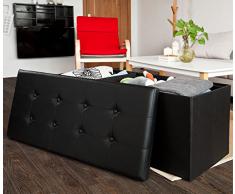 SoBuy® 110x48x48cm, caja taburete, banco, puff arcón, puff caja, cesto para ropa, negro, FSS27-EL-SCH