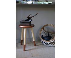 TABURETE de MADERA (Color Cobre y Pino Natural), Mesa Auxiliar, Mesita de Noche, Mesa Baja. Taburete para Niños, Estilo Vintage, Pino Nórdico Macizo - LIZA - 30 x 46cm
