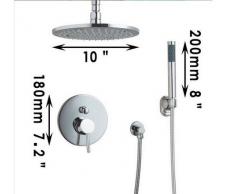 GOWE MiniSun 20,32 cm redonda de 3 alcachofa de ducha LED techo lluvia baño doble-ducha grifo Set, cromo