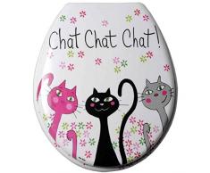 FoxTrot 12003CHA - Asiento de inodoro con tapa, Thermodur (4,6 x 39 x 4,5 cm), diseño de gatos