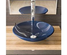 Vidrio de retención de cerámica azul/azul fuente de cristal/vidrio muebles/cristal de retención de cerámica/vidrio mueble/diámetro 460 mm/lavabo cristal/vidrio/baño/baño-WC/lavado de tenis/lavabo cuadrado/alpen Berger