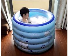 BTJC Inflable adulto plegable baño tina bañera barril bañera baño inflable bañera plástico grueso cañón cañón baño , Blue