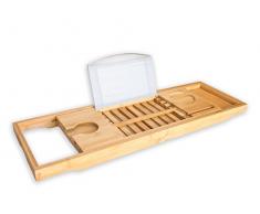 #1 Bandeja de Baño Premium BRUMA - Bandeja para Bañera de Bambú - Accesorio para Bañera con Soporte para Copa de Vino, Libros, Tablet y móvil. 2 Años de Garantía