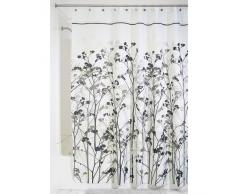 InterDesign Freesia SC - 180 x 200 CM Cortina de baño con estampado floral , Cortina de ducha de fijación firme , Cortinas para bañera o plato de ducha , Poliéster negro/gris topo