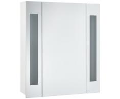 Mebasa MYBSPKMD4 - Armario con espejos para baño, 1 puerta, estantes ajustables, tubo fluorescente T5, cierre suave, con interruptor exterior, premontado