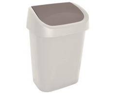 Allibert 214961 Mistral - Papelera con tapa abatible (polipropileno, 25 x 17,9 x 35,7 cm), color marrón y blanco