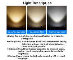 NPET 4 unidades Moderno Focos LED empotrable, foco, de techo de iluminación con 3,5 W 400 lúmenes 3000/4500/6000 Kelvin luz blanca cálida protección inclinable versión IP20 para salón o dormitorio cocina etc (incluye bombilla LED), blanco