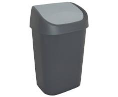 Allibert 214967 Mistral - Papelera con tapa abatible (polipropileno, 32,5 x 25,3 x 51,7 cm), color gris oscuro y claro