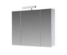 eurosan Armario con espejo lámpara halógena, Super Plano, accesorio, color blanco, Berlin, madera, madera, weiß, 80 x 62 x 13 cm