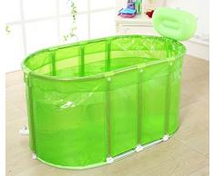 Sunjun& Sauna Baño con bañera plegable Bañera con burbujas Bañera para adultos Soporte de acero inoxidable Barril de baño ( Color : Verde )