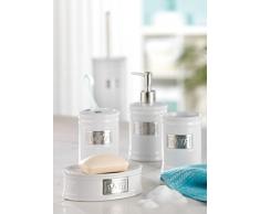 Axentia Portacepillos Lyon, accesorios de baño con acero inoxidable Cartel, soporte para cepillo de dientes para el cuarto de baño, redonda, vasos, como accesorio de baño accesorio, WC de cerámica, aprox. 8,5 x 8,5 x 11,5 cm), color blanco