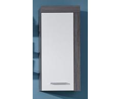 Trendteam MI50303 armario de pared para baño de melanina de colour blanco, negro y plata de salida de humos, tamaño de 36 x 79 x 23 cm
