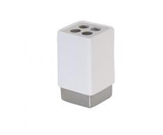MSV 140742 Mahe cuenco de gres para vaso para cepillo de dientes de cerámica Acero inoxidable/blanco mate (6,5 x 11,5 cm