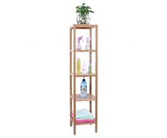 Songmics Estantería de bambú de 5 niveles para hogar y baño Estante de libros 146 x 33 x 33 cm BCB55Y