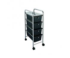 Carro auxiliar baño 4 cajones negro estrecho