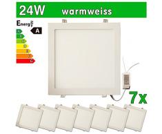 LEDVero SMD 2835 7 x ultrafina Panel LED, 24 W, cuadrado lámpara de techo empotrables en foco, luz blanca cálida SP248