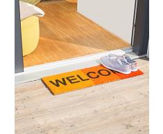 Relaxdays – Felpudo WELCOME para la entrada del hogar, 1.5 x 75 x 25 cm, Fibra de coco y PVC, antideslizante, Color rojo