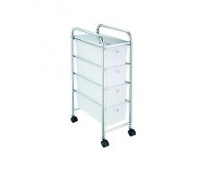 Carro Auxiliar Baño 4 cajones Blanco estrecho
