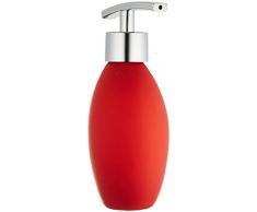 WENKO 19560100 Dispensador de jabón Hole rojo - Soft-Touch superficie, 0.335 L, Cerámica Soft-Touch, 11.5 x 16 x 6.5 cm, Rojo
