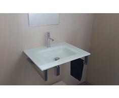 Muebles Baño Lavabo/Lavamano/lavabo de cristal extrachiaro blanco de cm 60 con soporte inoxidable